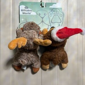 Giftable World Chicken Bear And  Deer  Set /2 Stuffed Dog Toy With Squeaker 8”